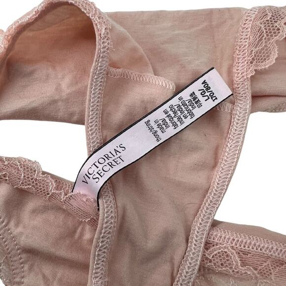 Victoria's Secret Lace Trim Thong Ballerina Pink Womens Size Large - Picture 3 of 6